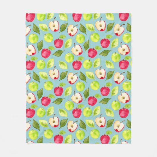 Watercolor Apples Pattern Fleece Blanket