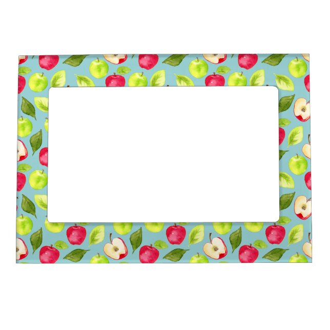 Watercolor Apples Pattern Magnetic Frame (Front)