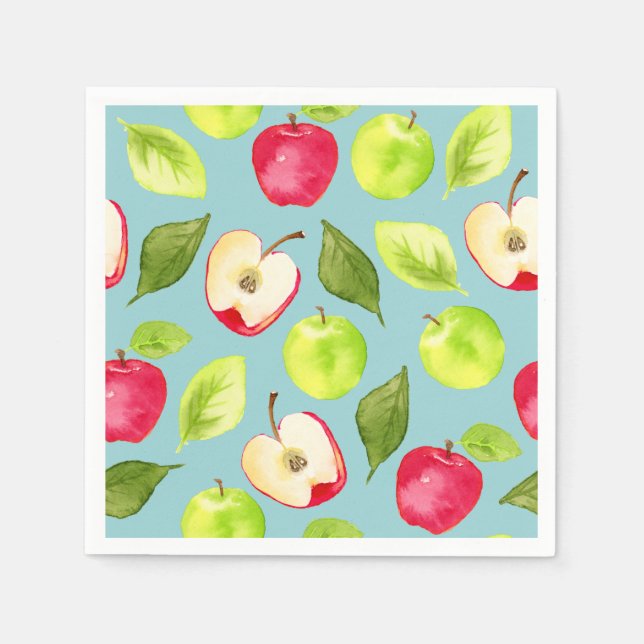 Watercolor Apples Pattern Paper Napkins (Front)