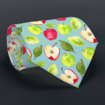 Watercolor Apples Pattern Tie<br><div class="desc">This is a pattern of apples. There are green and red apples. One is cut in half. There are also some leaves mixed in the pattern. The apples were colored in watercolor.</div>