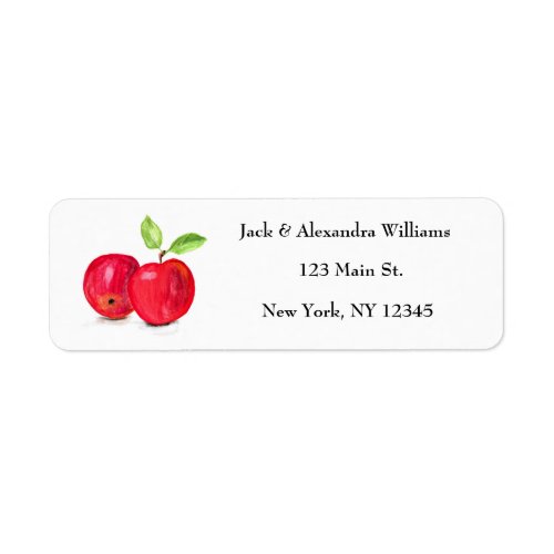 Watercolor Apples Red Farmhouse Return Address Label