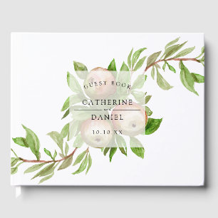 watercolor apples wedding guest book