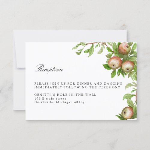 watercolor apples wedding reception enclosure card