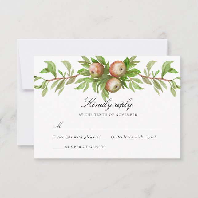 watercolor apples wedding response card (Front)