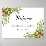 Watercolor Apples Wedding Welcome Sign at Zazzle
