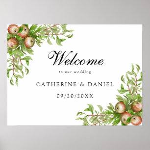 Watercolor apples Wedding welcome sign