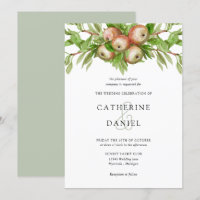Watercolor apples with branches wedding