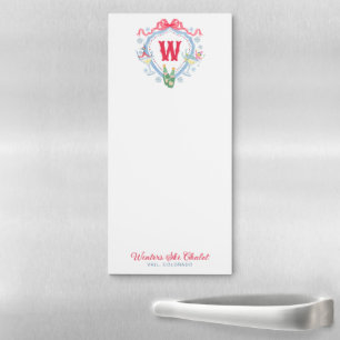 Watercolor Apres-Ski Monogram Crest Magnetic Notepad