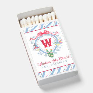 Watercolor Apres-Ski Monogram Crest Matchboxes