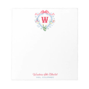 Watercolor Apres-Ski Monogram Crest Notepad