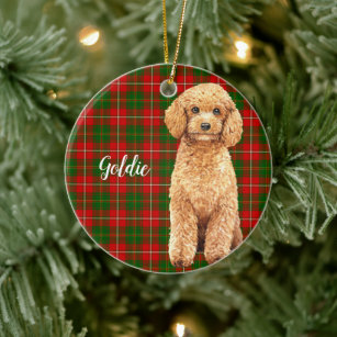 POODLE White Show Dog Green Gift Box Holiday Christmas ORNAMENT