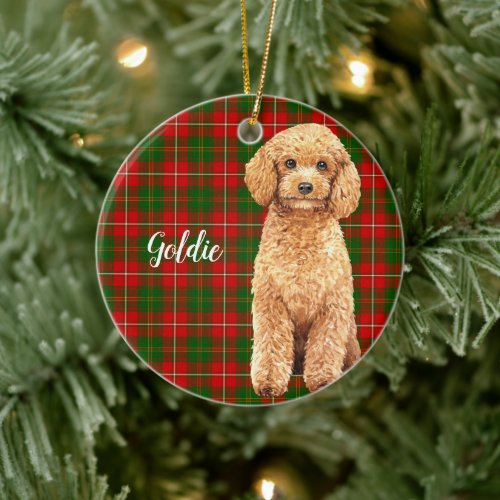 Watercolor Apricot Poodle Dog Personalized Ceramic Ornament
