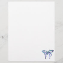 watercolor aqua blue purple butterfly