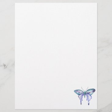 watercolor aqua blue purple butterfly