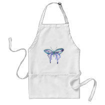 watercolor aqua blue purple butterfly adult apron