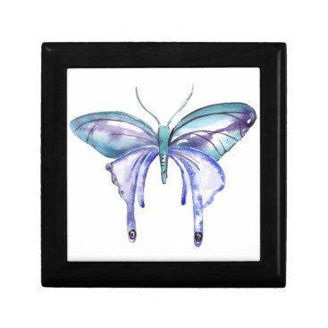 watercolor aqua blue purple butterfly gift box