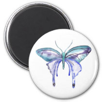 watercolor aqua blue purple butterfly magnet