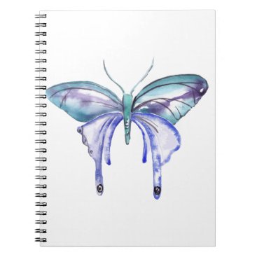 watercolor aqua blue purple butterfly notebook