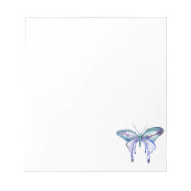 watercolor aqua blue purple butterfly notepad