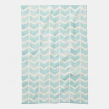 Watercolor Aqua Cream Chevron Kitchen Towel
