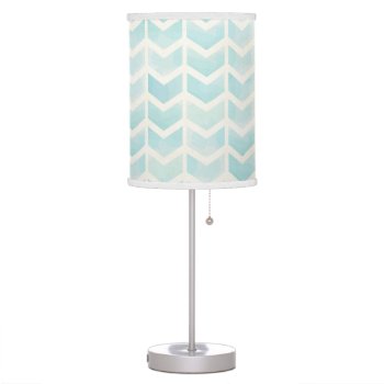 Watercolor Aqua Cream Chevron Shade And Table Lamp by Home_Suite_Home at Zazzle
