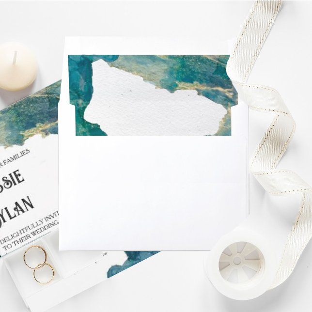 Watercolor Aqua Envelope Liner (Creator Uploaded)