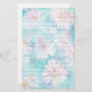 Watercolor Aqua Floral Stationery