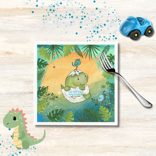 Watercolor Aqua Green Dinosaur Party  Napkins