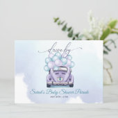 Watercolor Aqua Lilac Surprise DriveBy Baby Shower Invitation (Standing Front)
