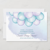 Watercolor Aqua Lilac Surprise DriveBy Baby Shower Invitation (Back)