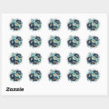 Watercolor Aqua Navy Blue Peony Floral Wedding Classic Round Sticker ...