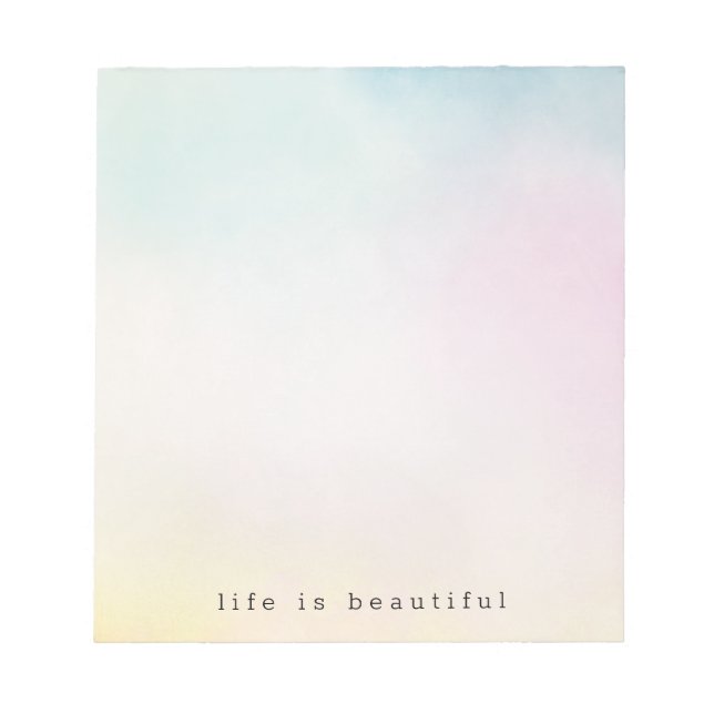 Watercolor Aqua Pink Yellow Tie Dye Ombre Notepad (Front)