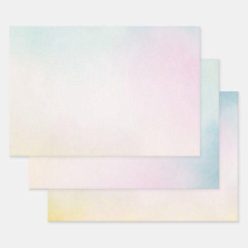 Watercolor Aqua Pink Yellow Tie Dye Ombre Wrapping Paper Sheets