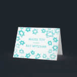 Watercolor Aqua Stars MAZEL TOV Bar Bat Mitzvah  Card<br><div class="desc">Perfect fun MAZEL TOV card to send for a bat mitzvah, bar mitzvah or other Jewish celebration! Hand made watercolor art for you on the front and blank inside! FULLY CUSTOMIZABLE! Click on “Personalize” above to edit the text. Click "edit using design tool" to adjust the fonts, colors and placements....</div>