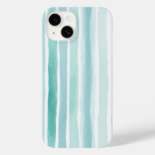 Watercolor Aqua Vertical Stripe Pattern Coastal  Case-Mate iPhone 14 Case