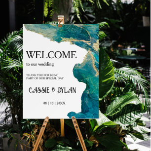 Watercolor Aqua Wedding Sign