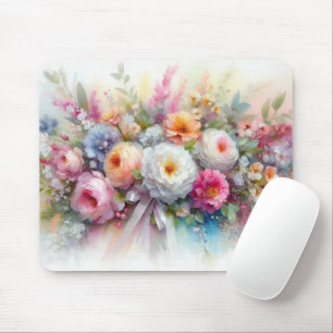 Watercolor Aquarell Flowers Painting Template Mouse Pad