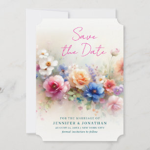 Watercolor Aquarell Flowers Script Save The Date