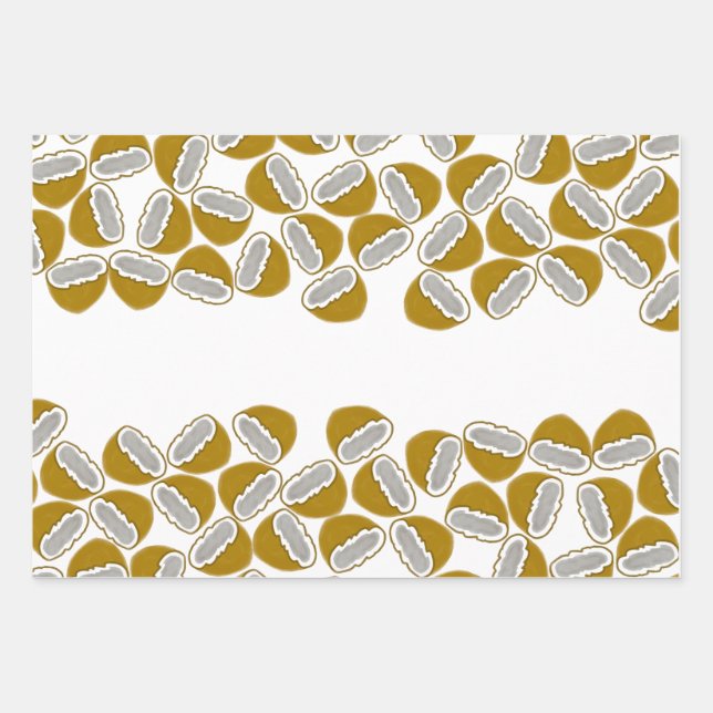 Watercolor Aquarelle Coconut Handmade Pattern Wrapping Paper Sheets (Front)