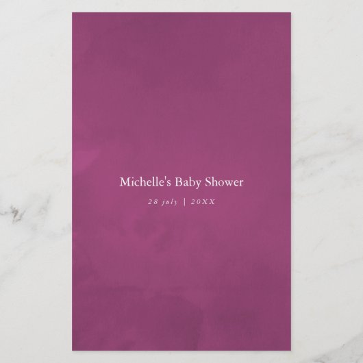 Watercolor Aquarelle Wild Flower Baby Shower Bingo (Back)