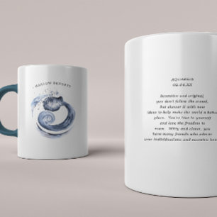 Watercolor Aquarius Astrology Zodiac   Monogram Coffee Mug