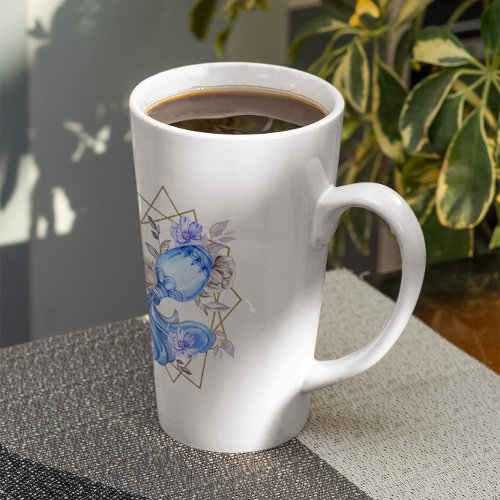 Watercolor Aquarius Astrology Zodiac  Monogram Latte Mug