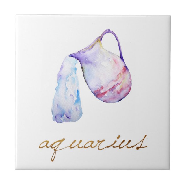 Watercolor Aquarius Water Bearer Tile (Front)