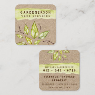 Watercolor Arborist Tree Care Square Business Card