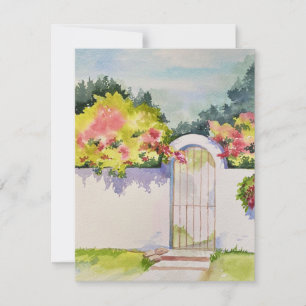 Watercolor Arched Garden Gate Note Card