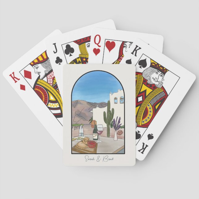 Watercolor Argentina Wedding Favors Poker Cards (Back)
