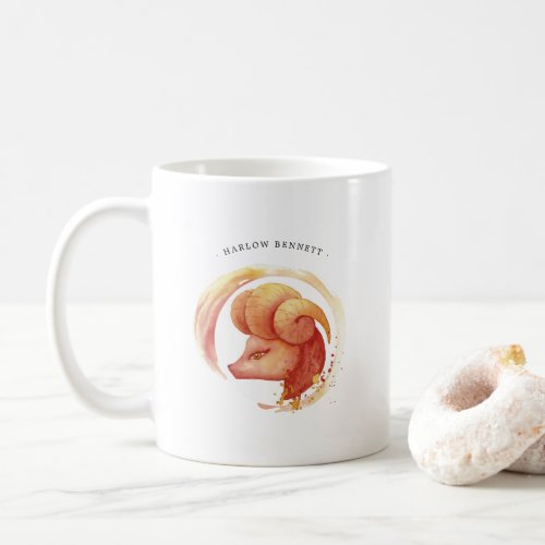 Watercolor Aries Astrology Zodiac Sign  Monogram Coffee Mug