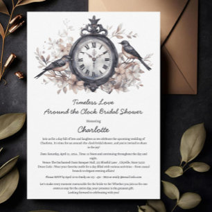 Watercolor Around The Clock Bridal Shower Invitation