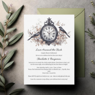 Watercolor Around The Clock Couples Shower Invitation