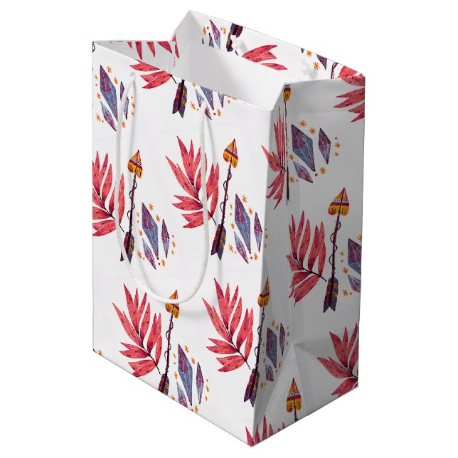 Watercolor arrow & diamonds medium gift bag (Back Angled)